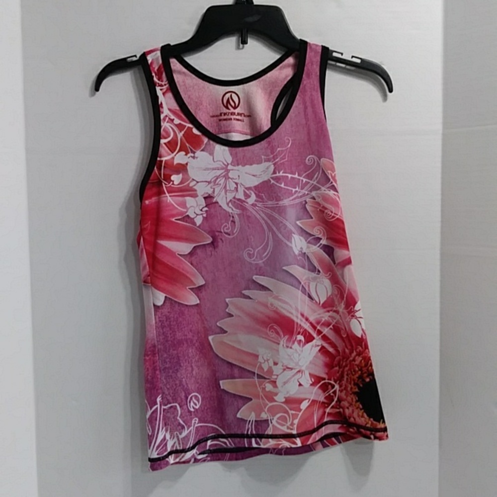 INKnBURN Pink Floral Racerback Tank Top